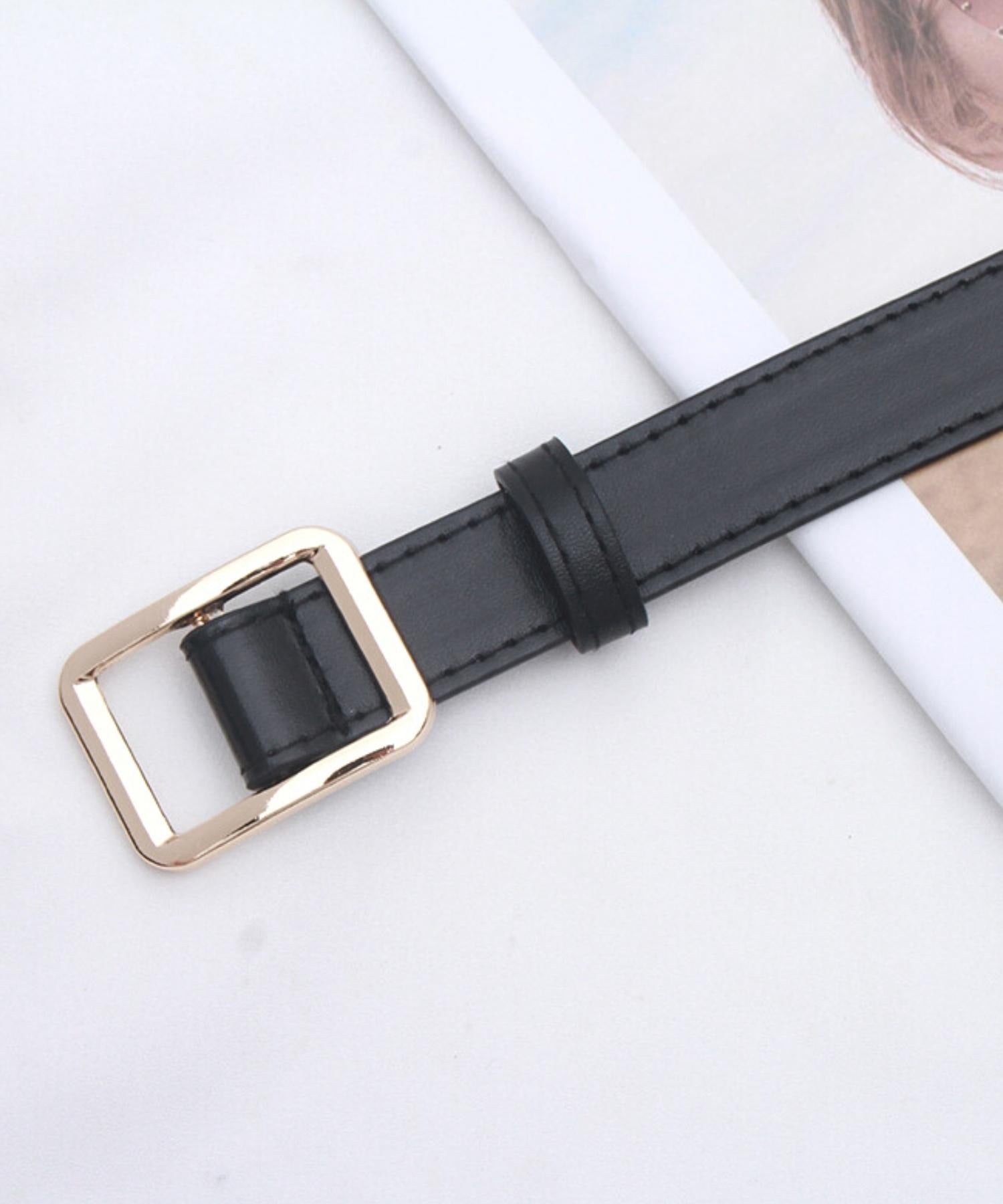 フロージュ florge 【無段階調節可能】レトロ風シンプルスクエアバックルベルト