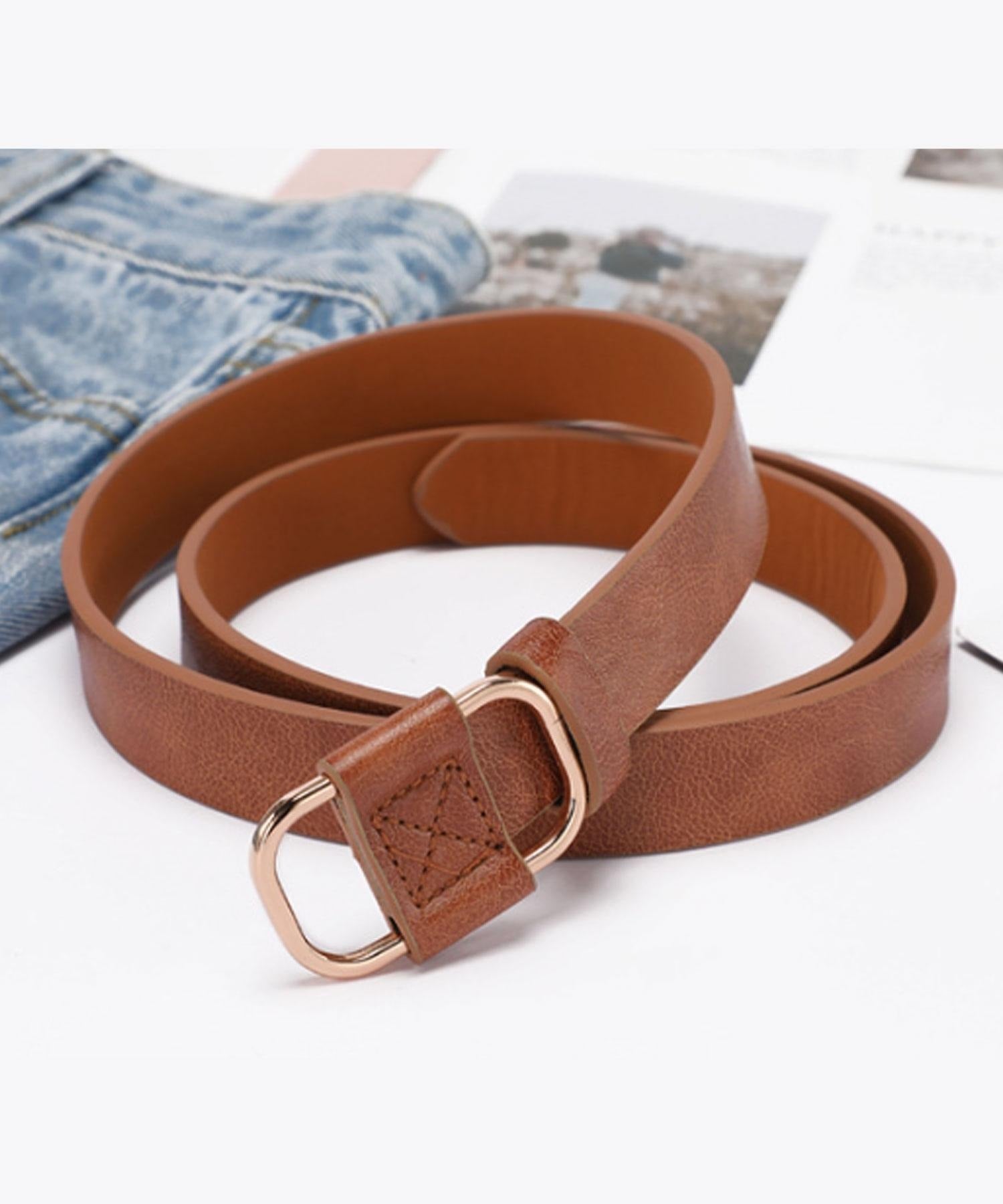 フロージュ florge 【無段階調節可能】クロスステッチシンプルレザーベルト (ブラウン) ブラウン