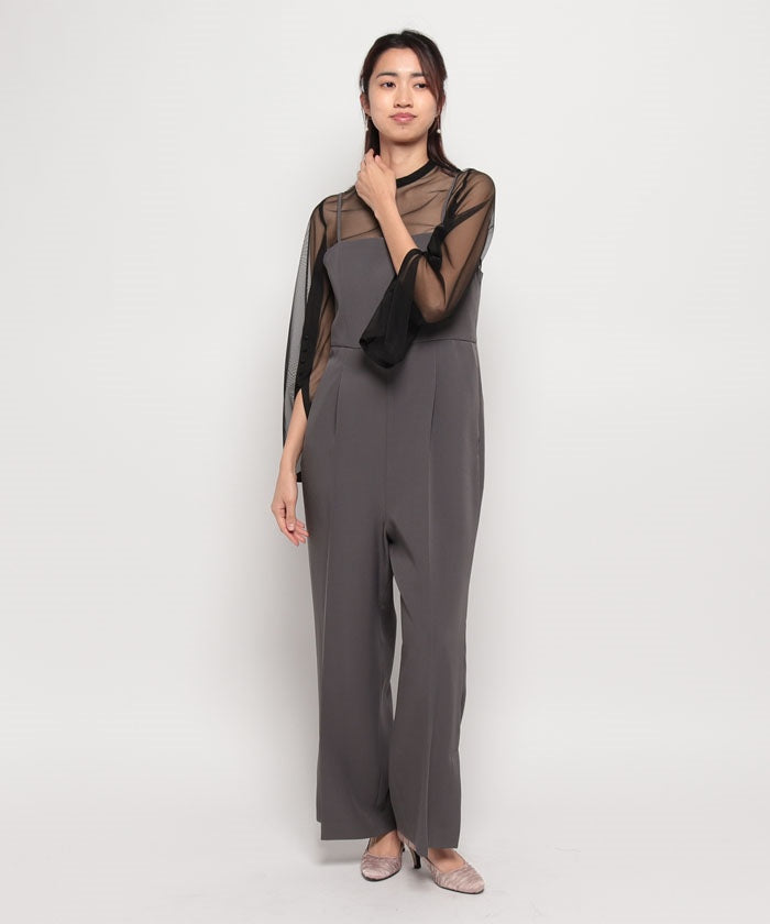 Form Forma 【Graduation Ceremony・Entrance Ceremony・Ceremony・Shichi-Go-San・Wedding Compatible】5-Minute Length Lace Sleeve Blouse & Tapered Pants Set-Up Suit