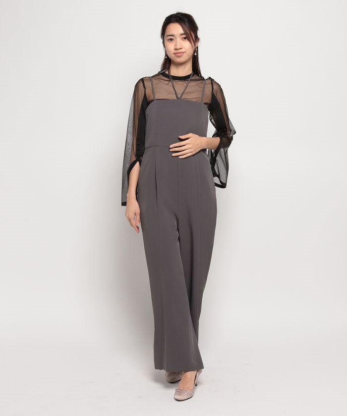 Form Forma 【Graduation Ceremony・Entrance Ceremony・Ceremony・Shichi-Go-San・Wedding Compatible】5-Minute Length Lace Sleeve Blouse & Tapered Pants Set-Up Suit