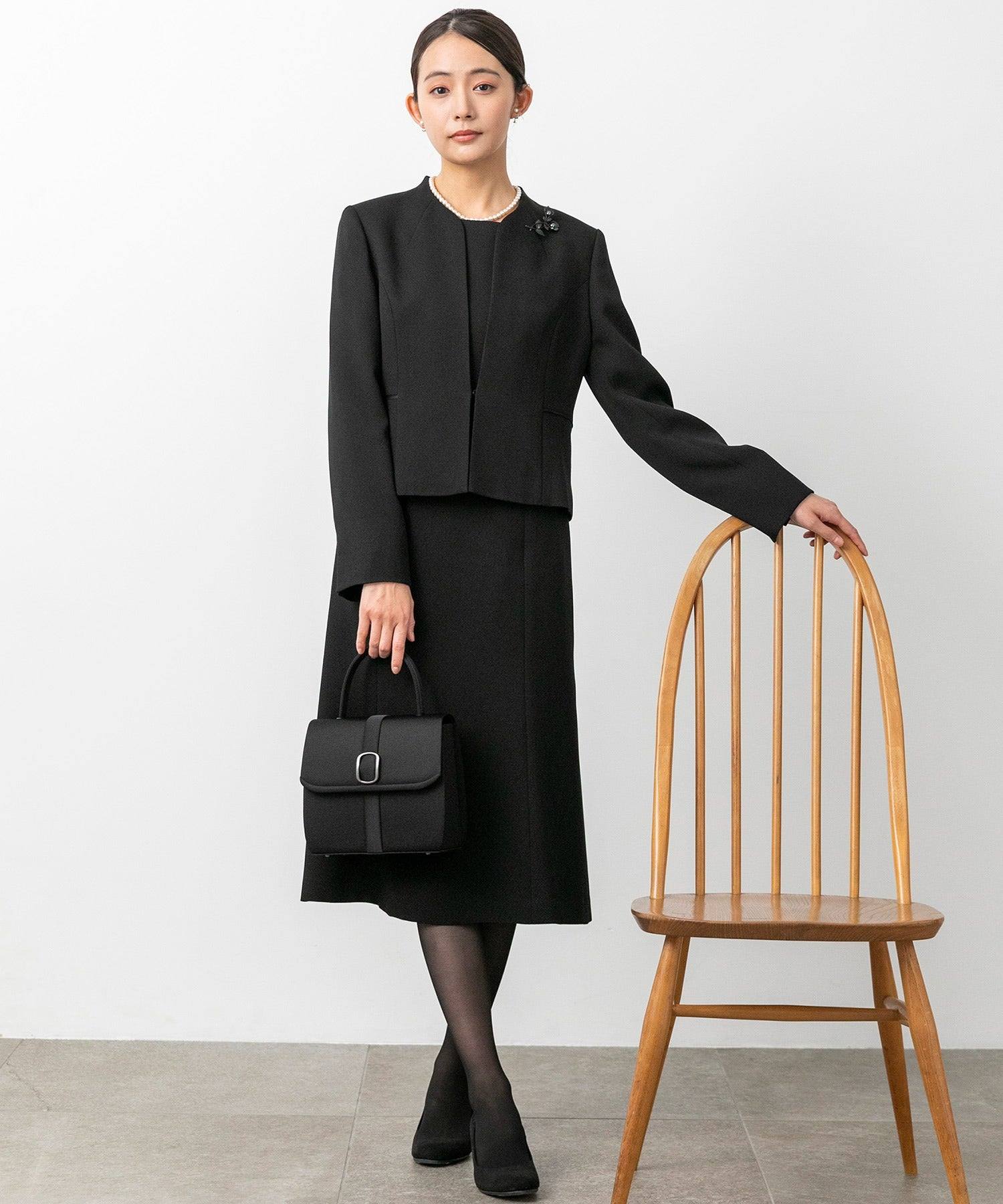 フォルムフォルマ form forma 【喪服・禮服】【前拉鍊】無領外套&簡約 女士連衣裙/黑色正式服裝