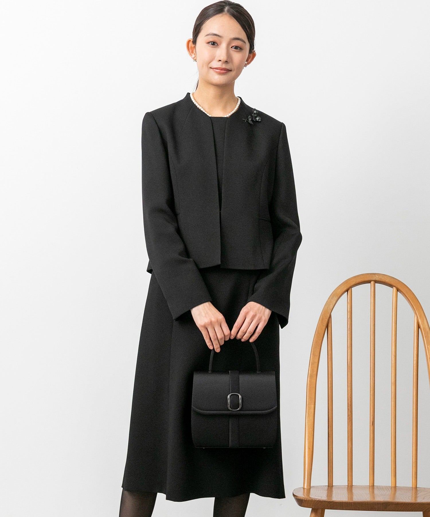 フォルムフォルマ form forma 【喪服・禮服】【前拉鍊】無領外套&簡約 女士連衣裙/黑色正式服裝