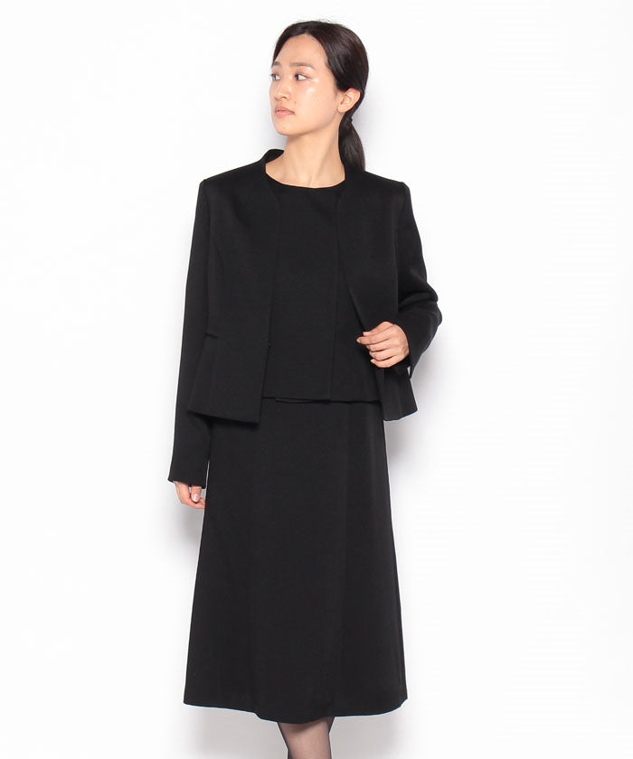 フォルムフォルマ form forma 【喪服・禮服】【前拉鍊】無領外套&簡約 女士連衣裙/黑色正式服裝