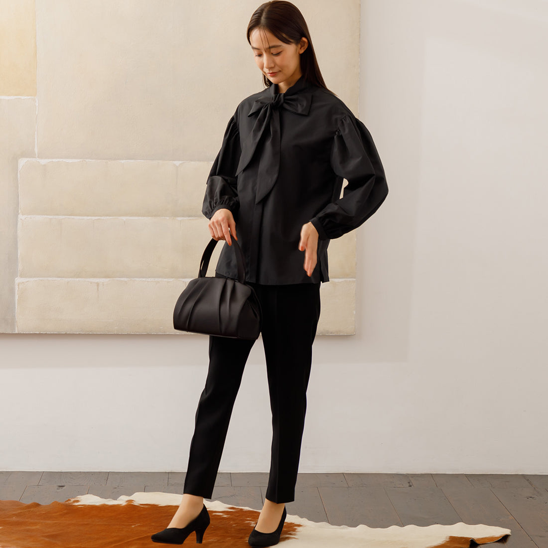 フォルムフォルマ form forma 【喪服】【洗える】ボウタイ付きブラウス(単品) /卒業式(卒園式)入学式(入園式)七五三・お宮参り (ブラック) ブラック