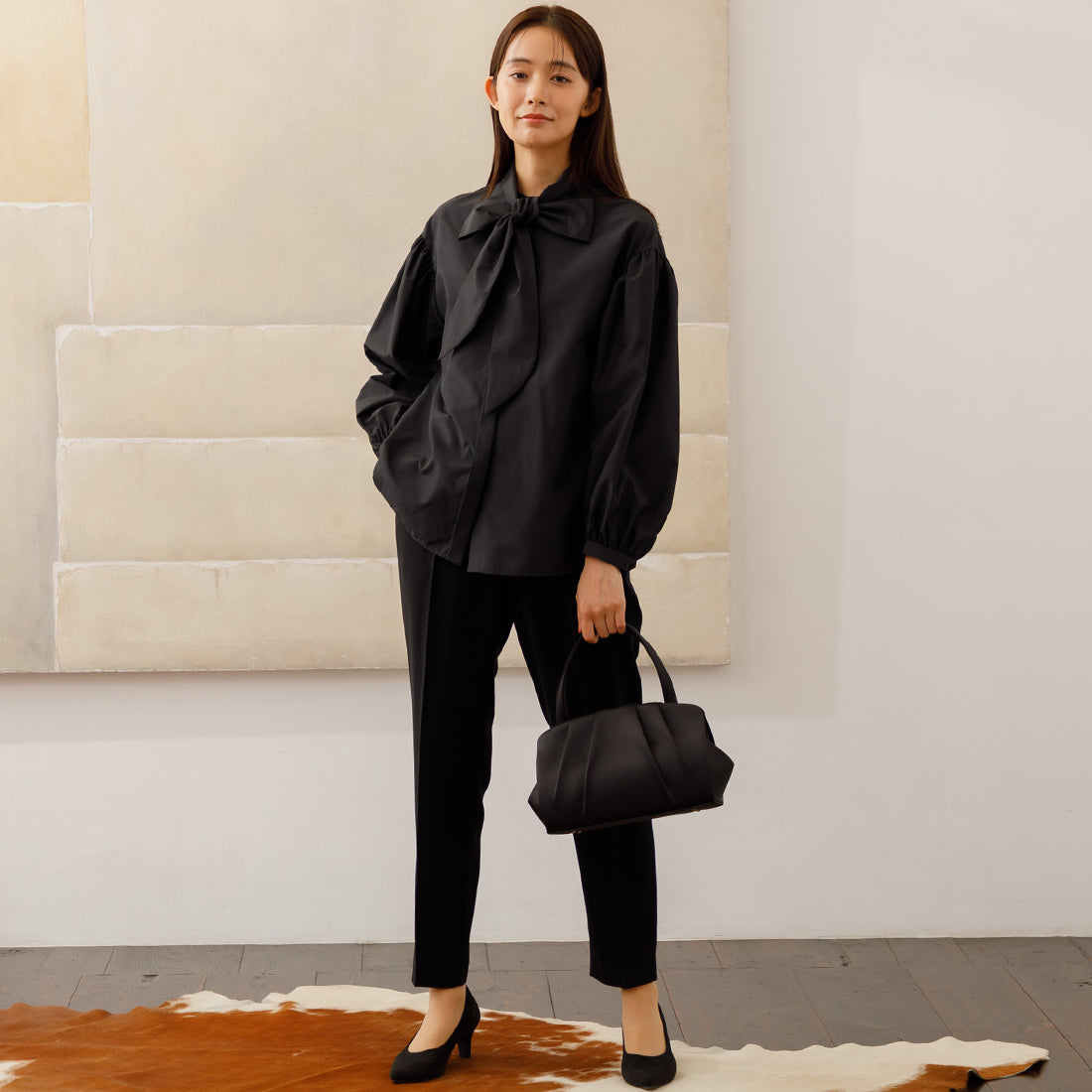 フォルムフォルマ form forma 【喪服】【洗える】ボウタイ付きブラウス(単品) /卒業式(卒園式)入学式(入園式)七五三・お宮参り (ブラック) ブラック