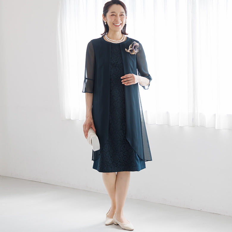 フォルムフォルマ form forma 【マザードレス】ドレスワンピース/結婚式/パーティー/母 (ダークグリーン) ダークグリーン