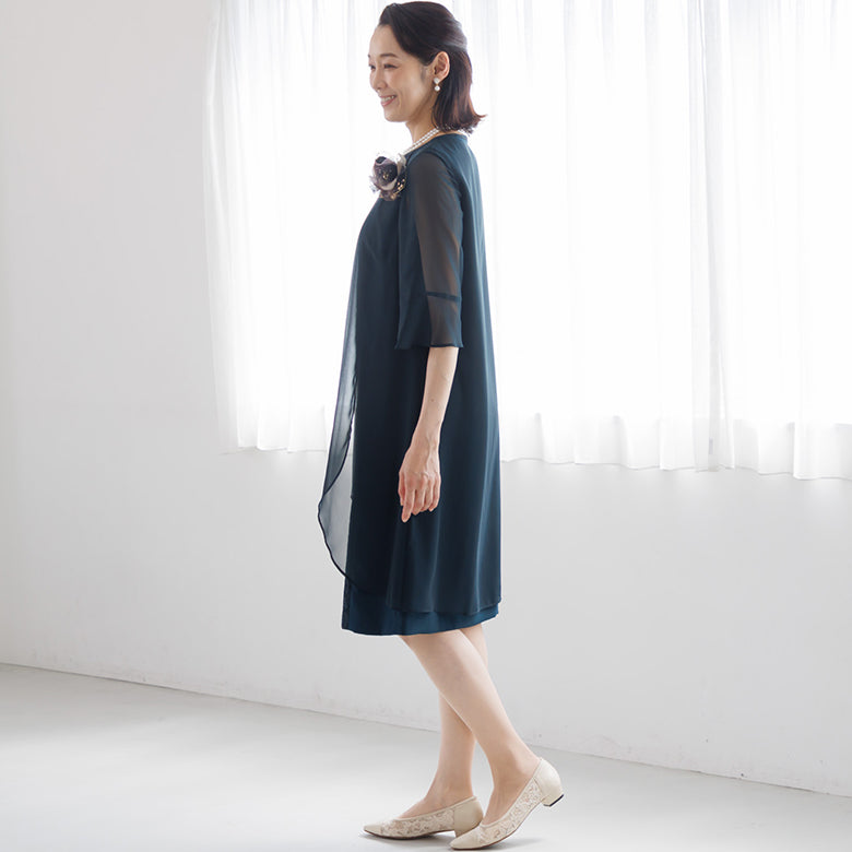 フォルムフォルマ form forma 【マザードレス】ドレスワンピース/結婚式/パーティー/母 (ダークグリーン) ダークグリーン