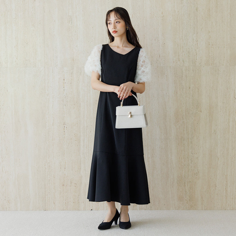 フォルムフォルマ form forma 【愛甲ひかりさん×form forma】ビッグカラー×マーメイドラインドレス(襟.袖取り外し可能)/結婚式/パーティー/お呼ばれ (ブラック) ブラック