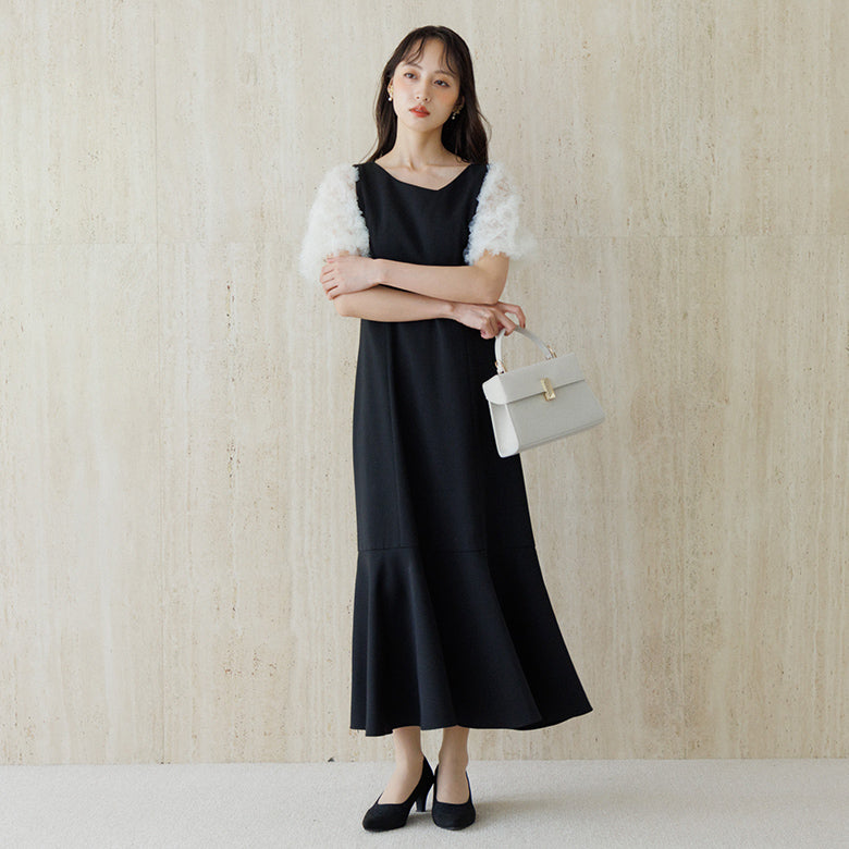 フォルムフォルマ form forma 【愛甲ひかりさん×form forma】ビッグカラー×マーメイドラインドレス(襟.袖取り外し可能)/結婚式/パーティー/お呼ばれ (ブラック) ブラック