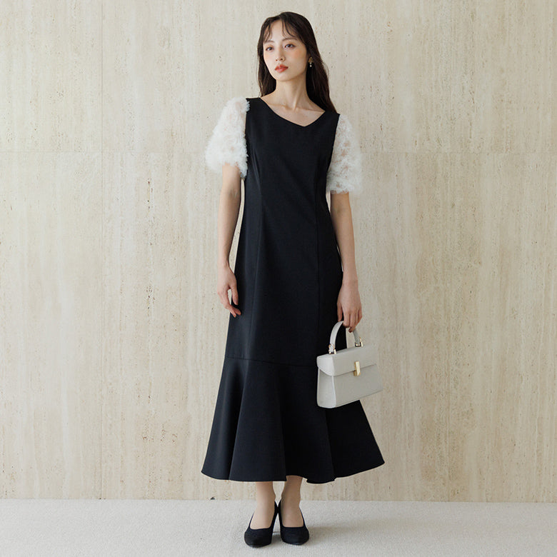 フォルムフォルマ form forma 【愛甲ひかりさん×form forma】ビッグカラー×マーメイドラインドレス(襟.袖取り外し可能)/結婚式/パーティー/お呼ばれ (ブラック) ブラック