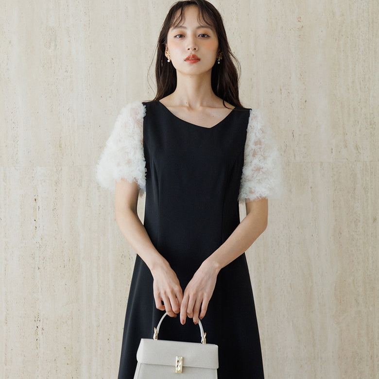 フォルムフォルマ form forma 【愛甲ひかりさん×form forma】ビッグカラー×マーメイドラインドレス(襟.袖取り外し可能)/結婚式/パーティー/お呼ばれ (ブラック) ブラック