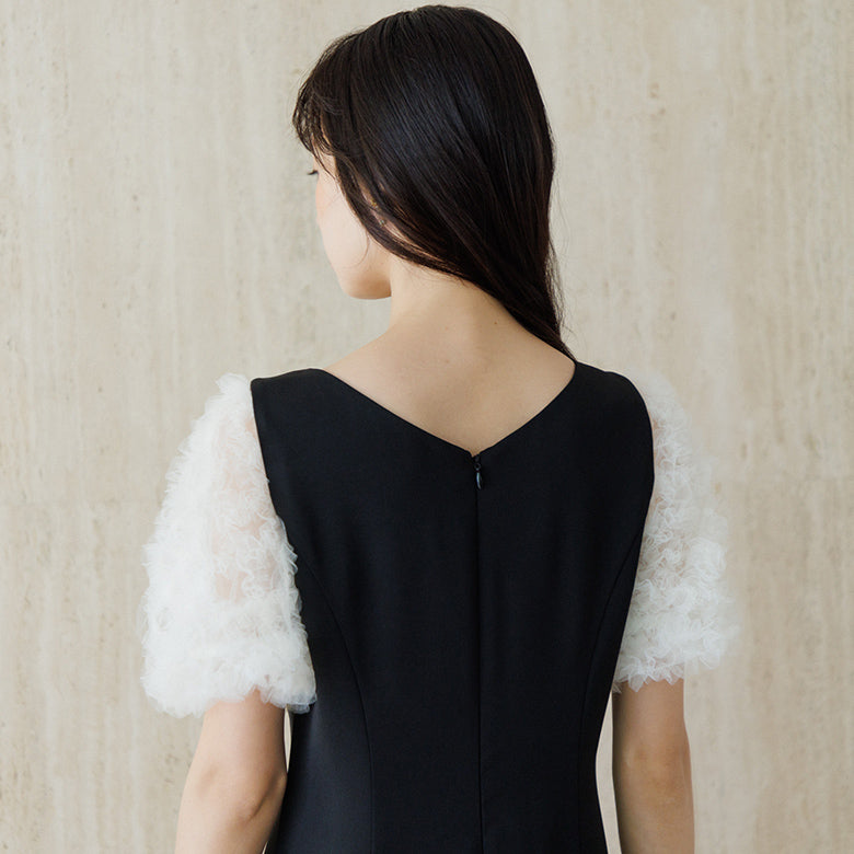 フォルムフォルマ form forma 【愛甲ひかりさん×form forma】ビッグカラー×マーメイドラインドレス(襟.袖取り外し可能)/結婚式/パーティー/お呼ばれ (ブラック) ブラック