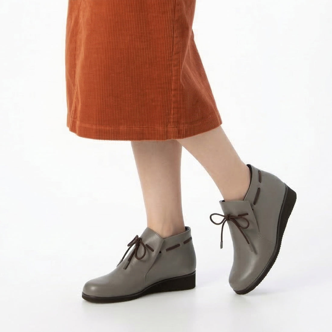 フリータイム FREE TIME 本革軽量ブーティ (グレー) グレー