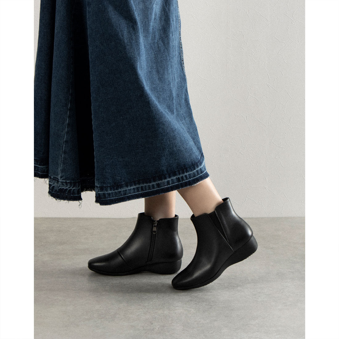 Wide 3E Waterproof Short Boots <3.5cm Heel> 【22.0cm~25.5cm】 FR-1117 fuwaraku