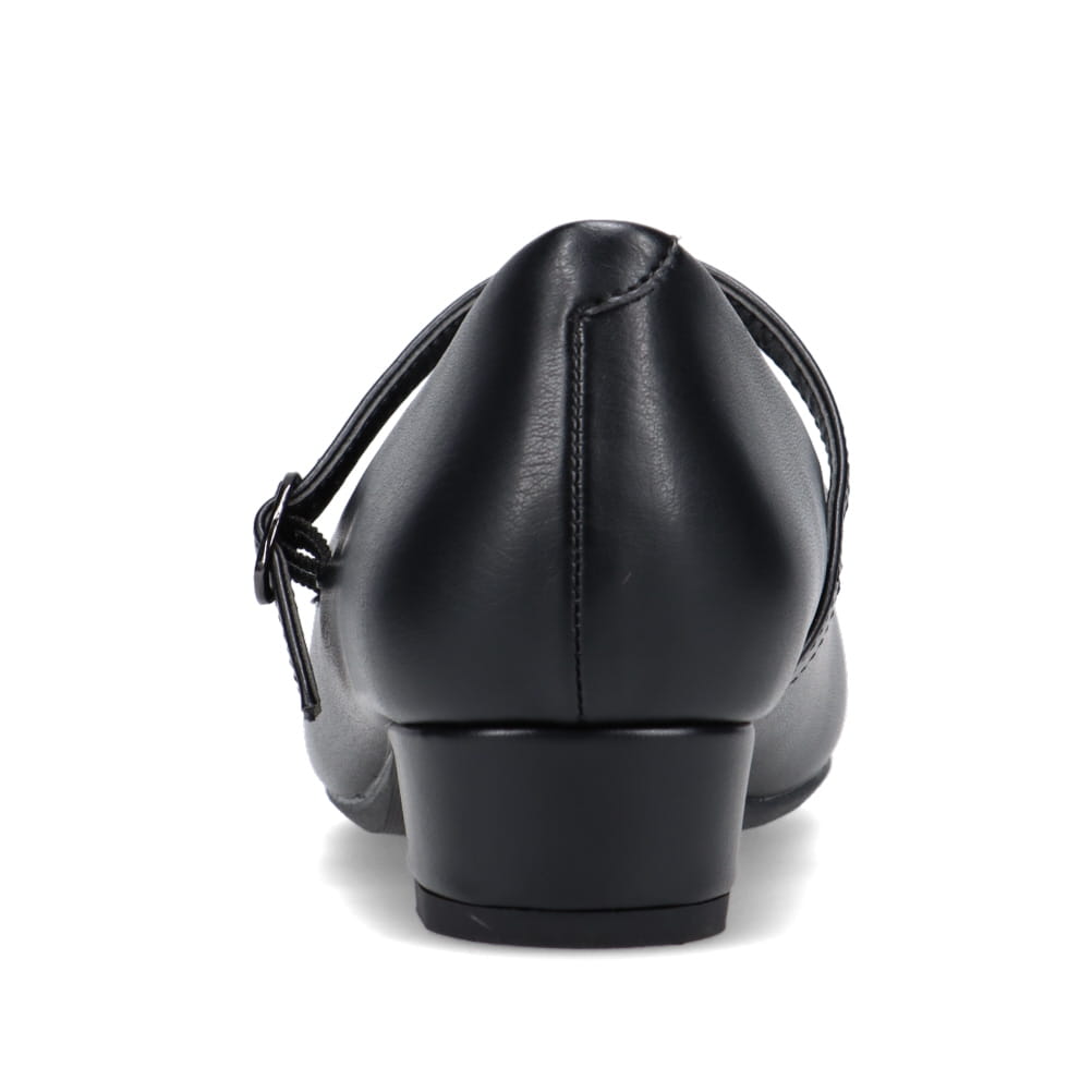 幅広 3E 防水 ストラップパンプス <3.0cmヒール> 【21.5cm~25.5cm】 FR-1109 fuwaraku BLK