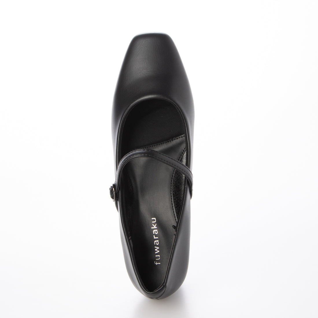 幅広 3E 防水 ストラップパンプス <3.0cmヒール> 【21.5cm~25.5cm】 FR-1109 fuwaraku BLK