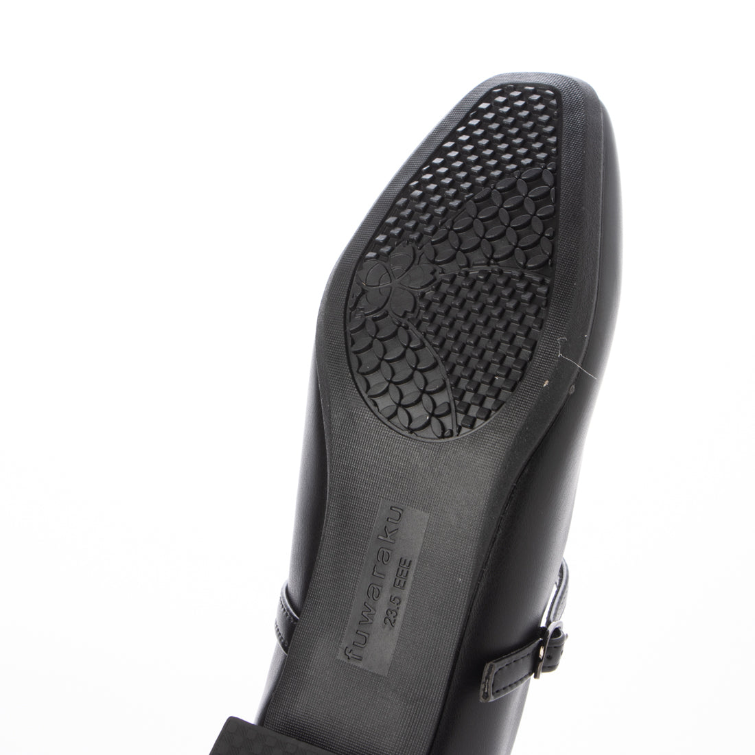 幅広 3E 防水 ストラップパンプス <3.0cmヒール> 【21.5cm~25.5cm】 FR-1109 fuwaraku BLK