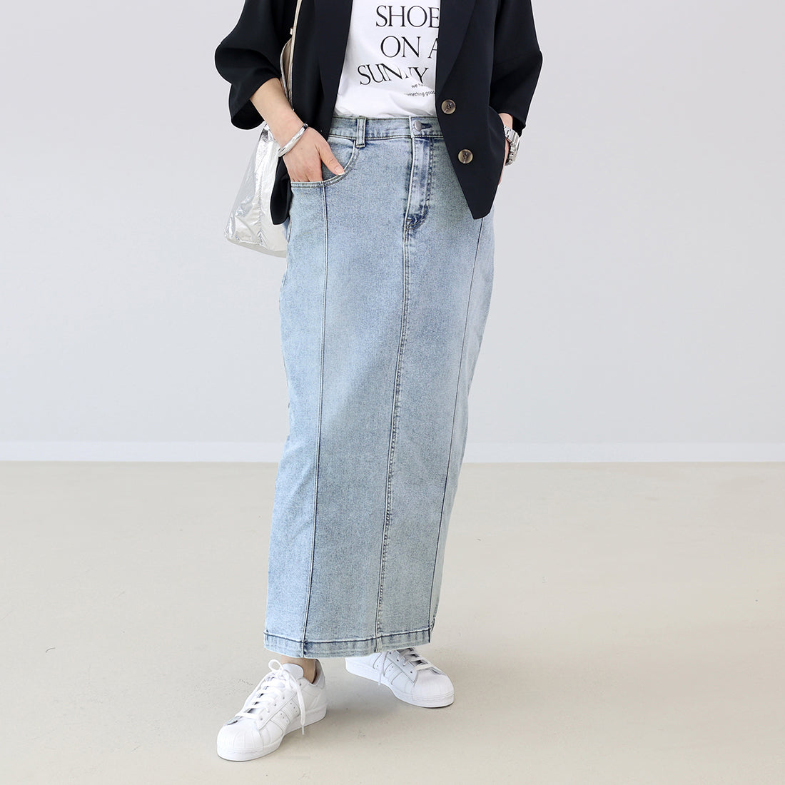 アレッタ ヴィータ Aletta vita ストレッチデニムロングスカート (ブルー) ブルー