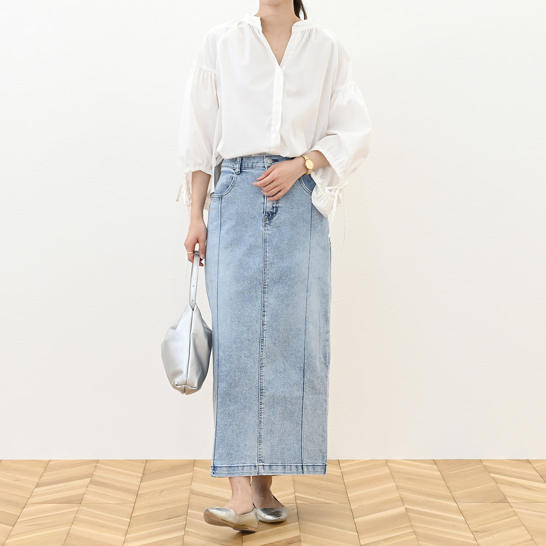 アレッタ ヴィータ Aletta vita ストレッチデニムロングスカート (ブルー) ブルー