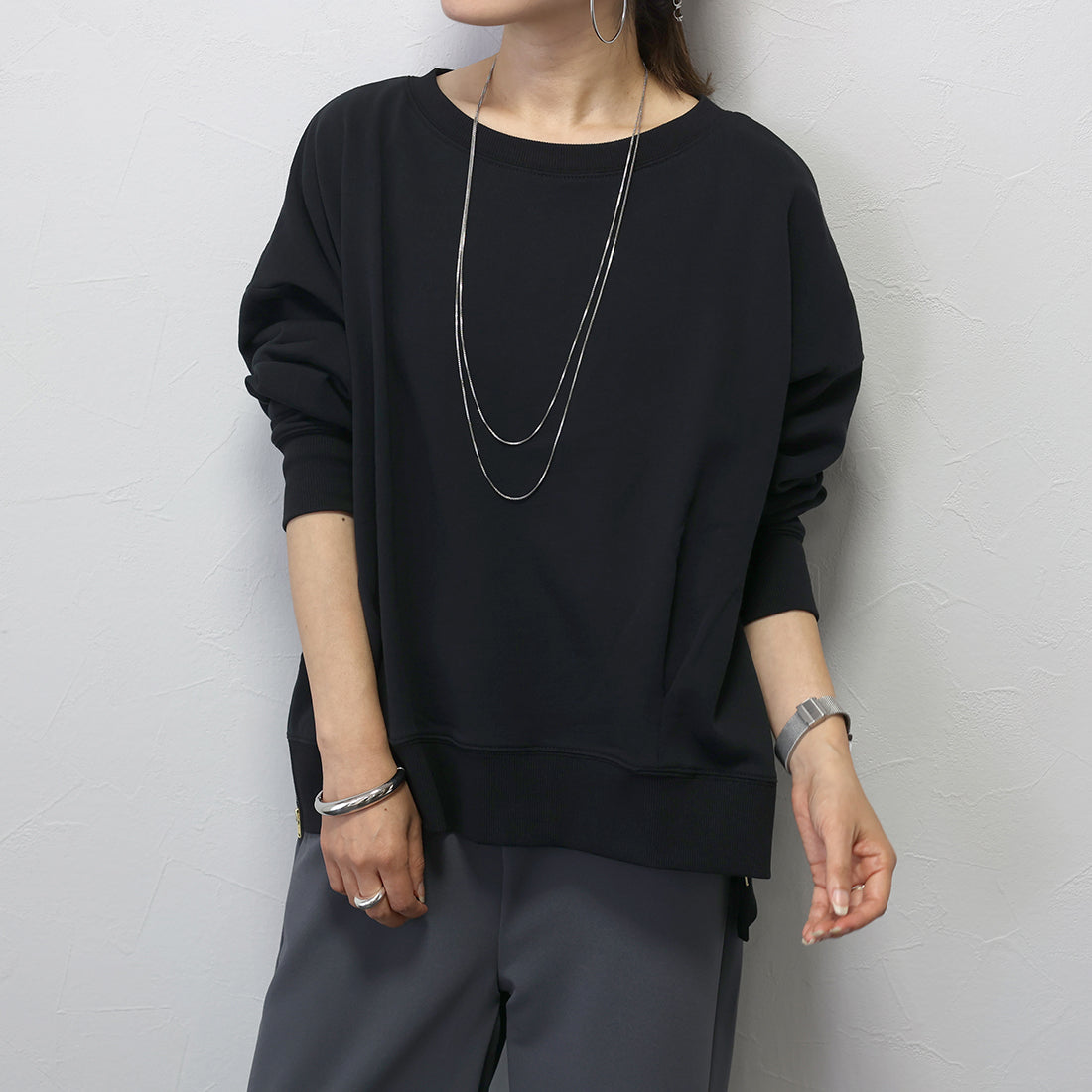 アレッタ ヴィータ Aletta vita 綿スウェットサイドファスナープルオーバー (ブラック) ブラック