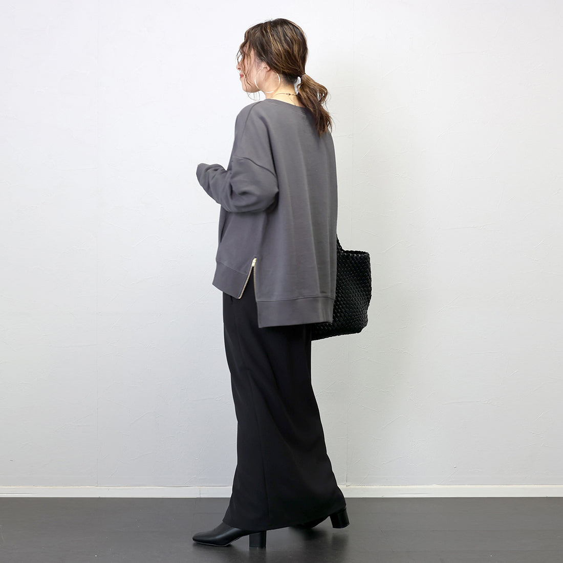 アレッタ ヴィータ Aletta vita 綿スウェットサイドファスナープルオーバー (ブラック) ブラック