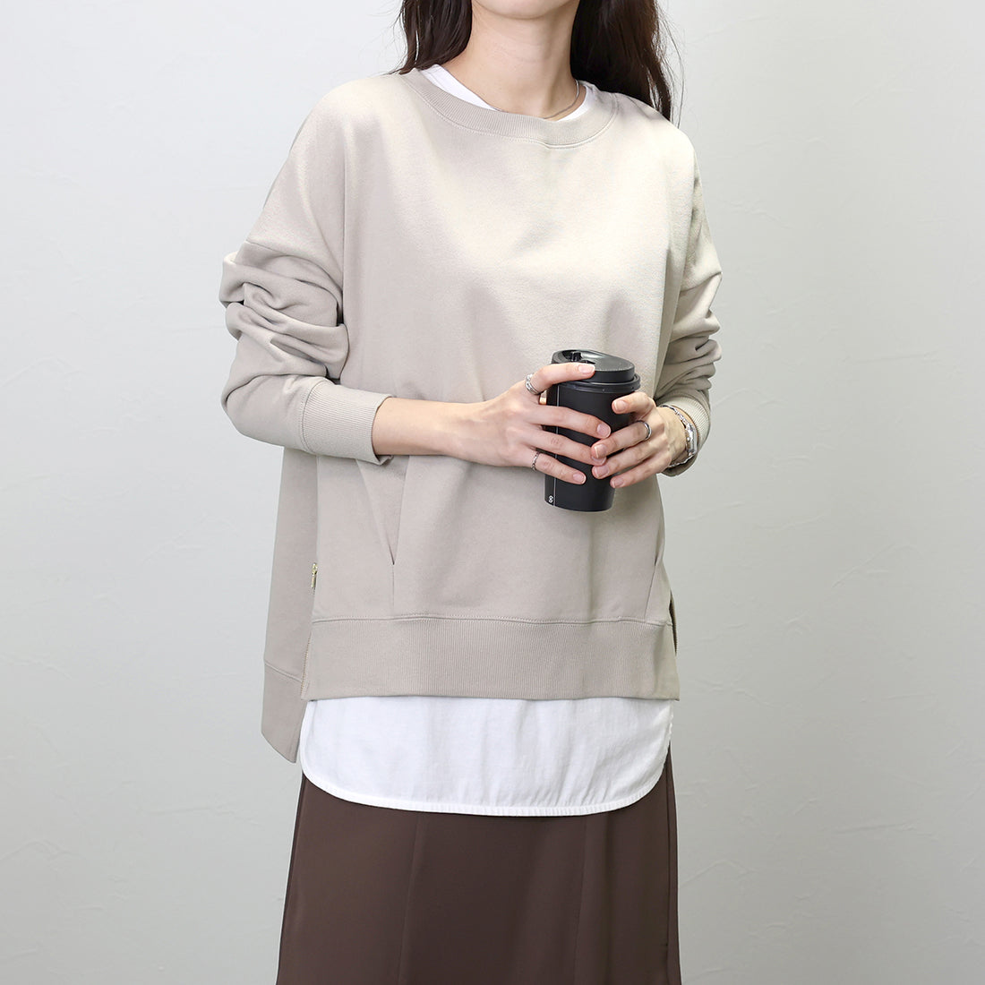 アレッタ ヴィータ Aletta vita 綿スウェットサイドファスナープルオーバー (ブラック) ブラック