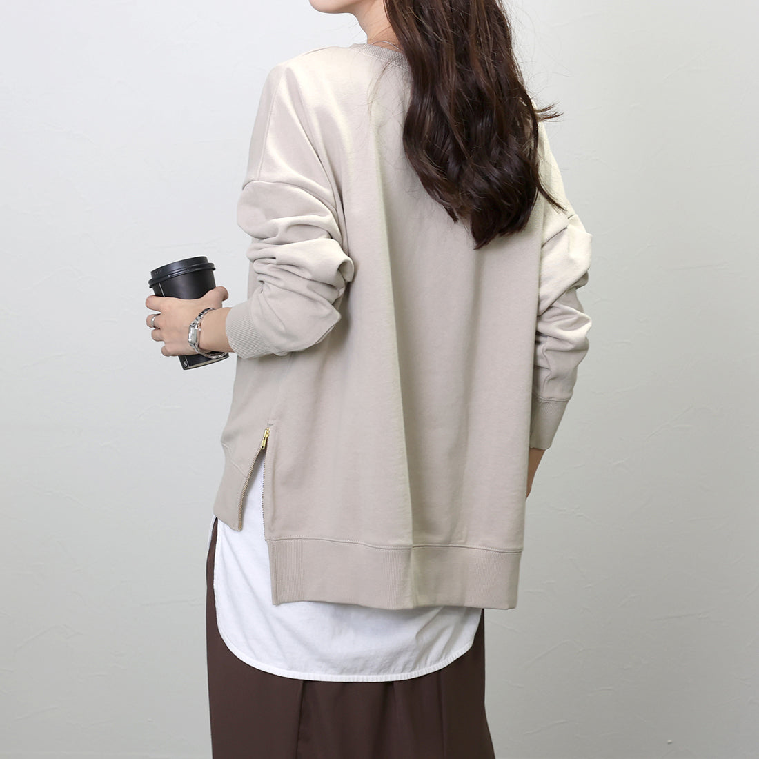 アレッタ ヴィータ Aletta vita 綿スウェットサイドファスナープルオーバー (ブラック) ブラック