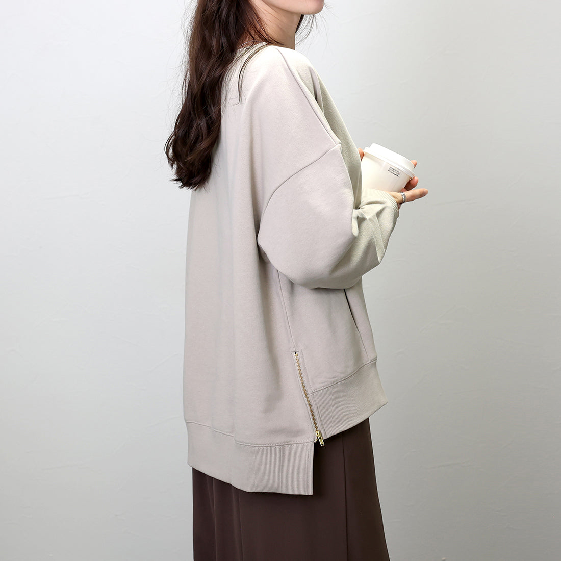 アレッタ ヴィータ Aletta vita 綿スウェットサイドファスナープルオーバー (ブラック) ブラック