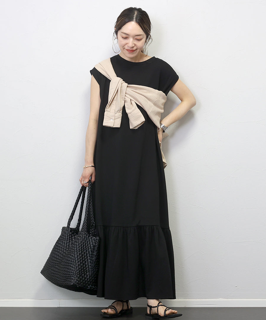 アレッタ ヴィータ Aletta vita 2WAY裾ティアードロングワンピース (ブラック) ブラック