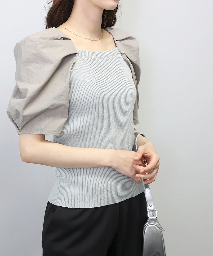 阿蕾塔·維塔 Aletta vita 袖布帛切換羅紋針織套頭衫