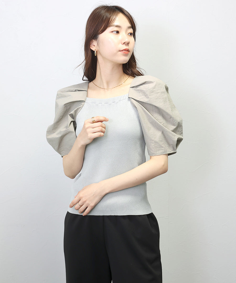 阿蕾塔·維塔 Aletta vita 袖布帛切換羅紋針織套頭衫