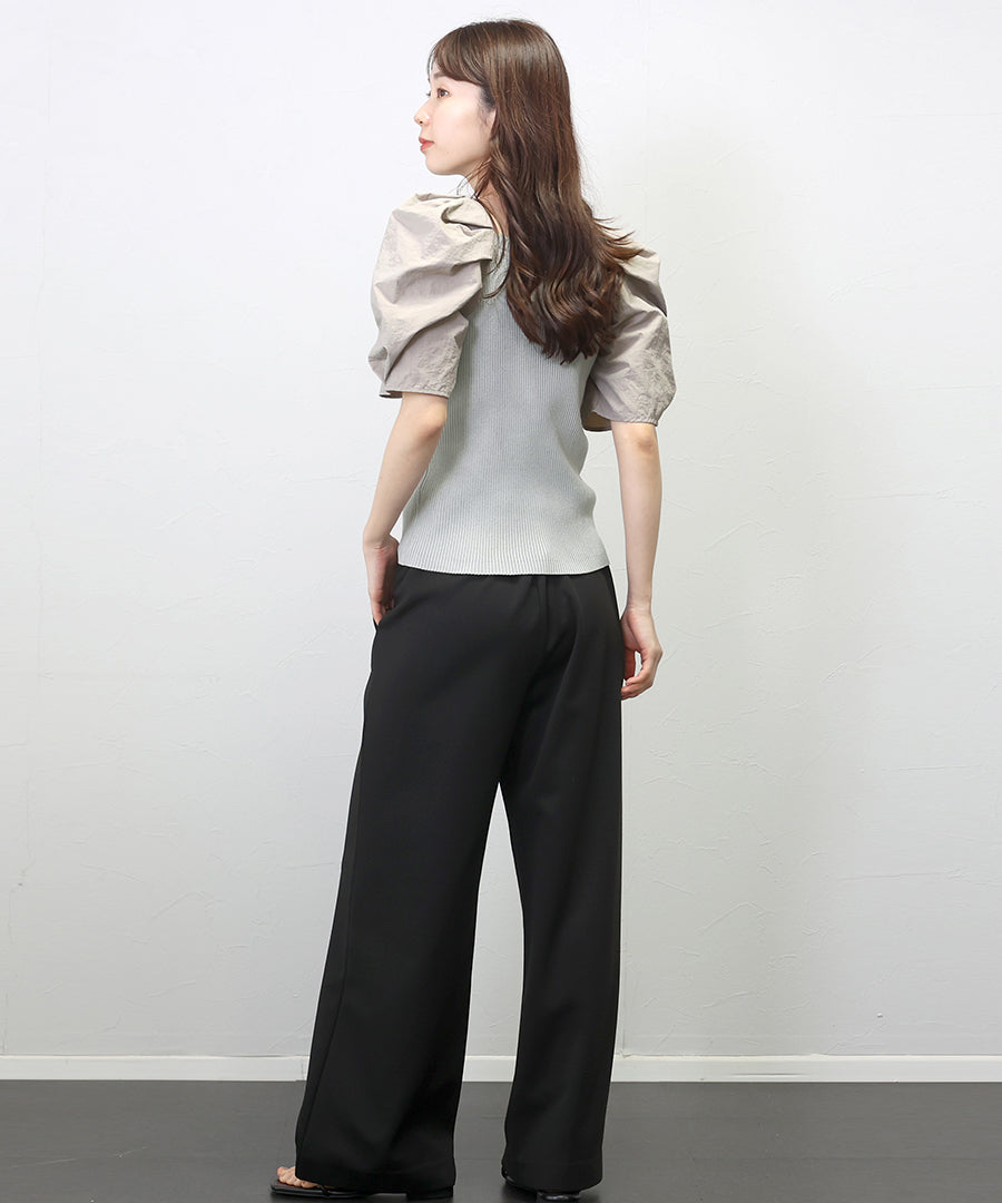 阿蕾塔·維塔 Aletta vita 袖布帛切換羅紋針織套頭衫