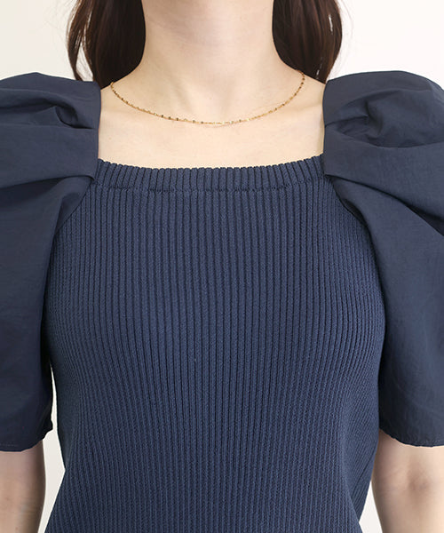 阿蕾塔·維塔 Aletta vita 袖布帛切換羅紋針織套頭衫