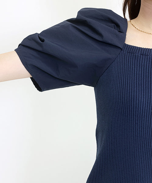 阿蕾塔·維塔 Aletta vita 袖布帛切換羅紋針織套頭衫