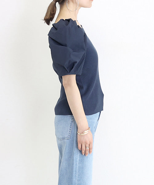 阿蕾塔·維塔 Aletta vita 袖布帛切換羅紋針織套頭衫