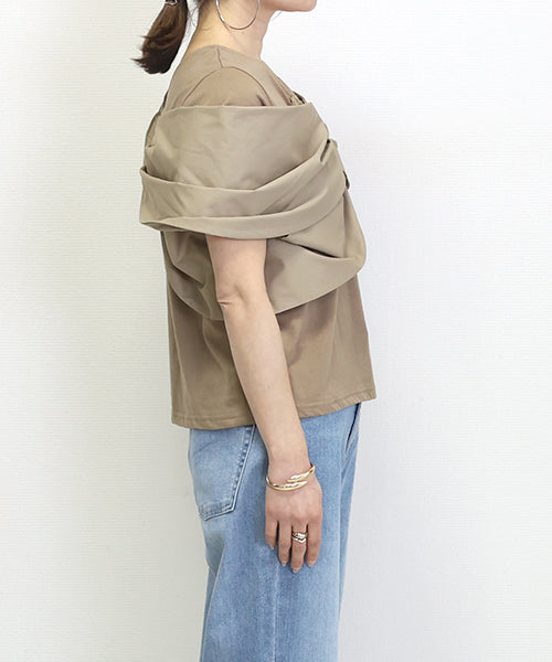 アレッタ ヴィータ Aletta vita 両Vネック異素材レイヤードプルオーバー (モカ) モカ