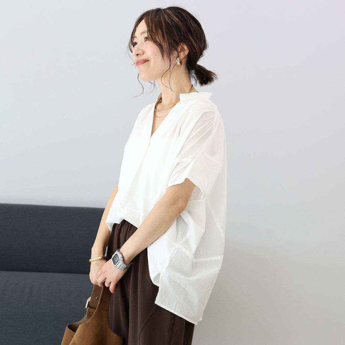 アレッタ ヴィータ Aletta vita キャンブリックコットンスキッパーブラウス (オフホワイト) オフホワイト