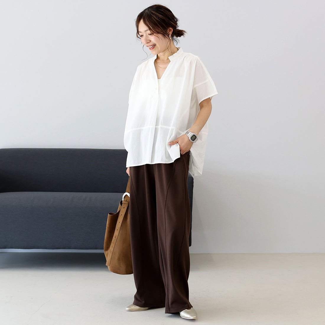 アレッタ ヴィータ Aletta vita キャンブリックコットンスキッパーブラウス (オフホワイト) オフホワイト