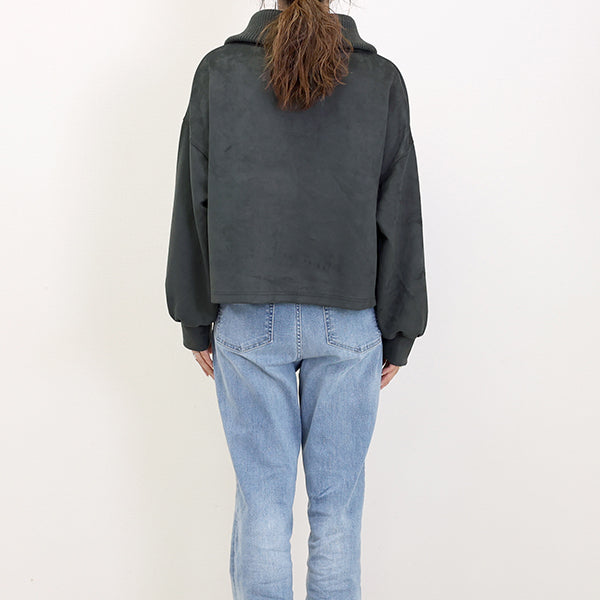 Aletta vita Suede Ponte Half-Zip Pullover