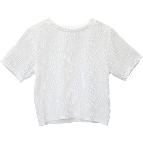 アレッタ ヴィータ Aletta vita ウェーブジャガード半袖プルオーバー (オフホワイト) オフホワイト