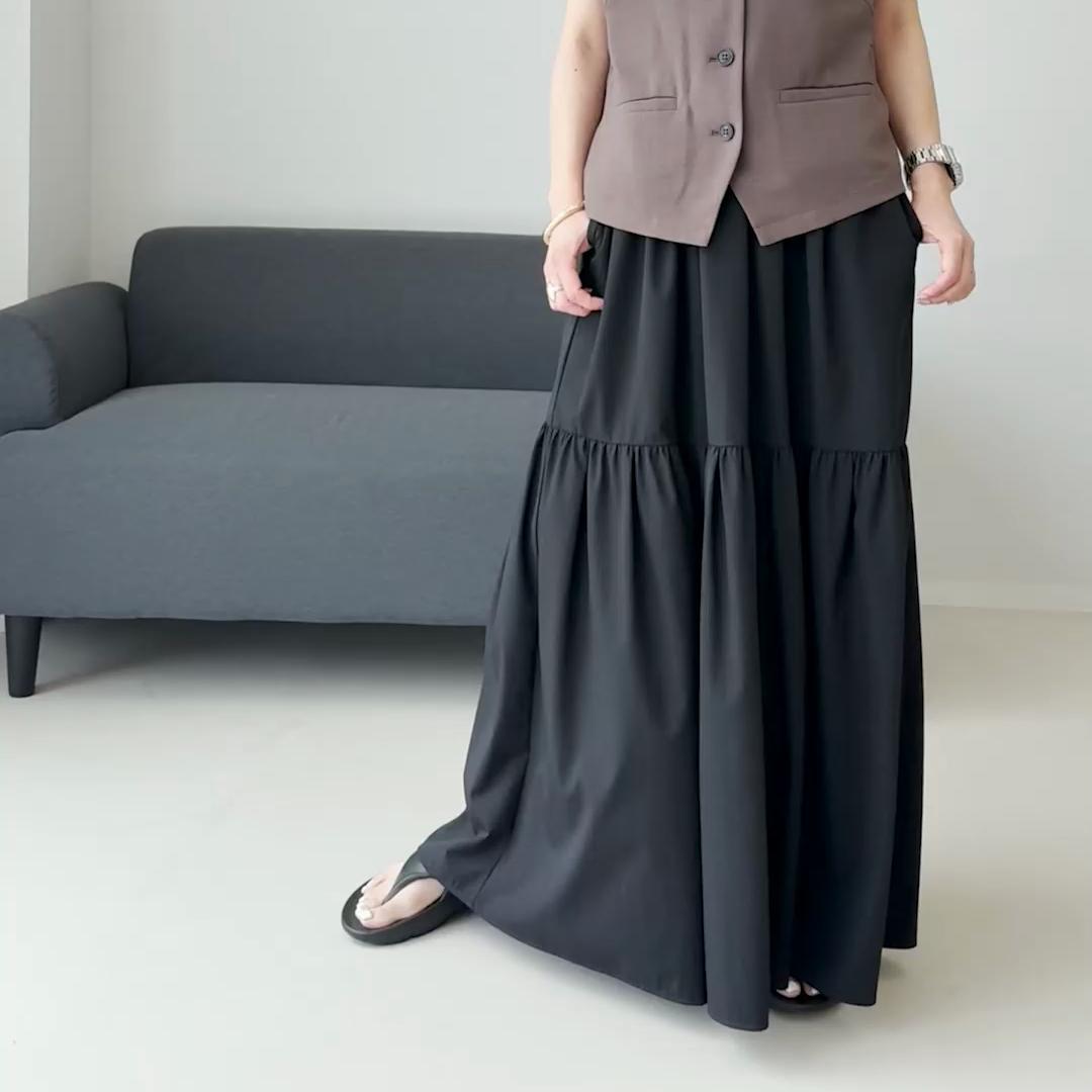 アレッタ ヴィータ Aletta vita 【撥水・UV加工】ティアードロングスカート (グレージュ) グレージュ