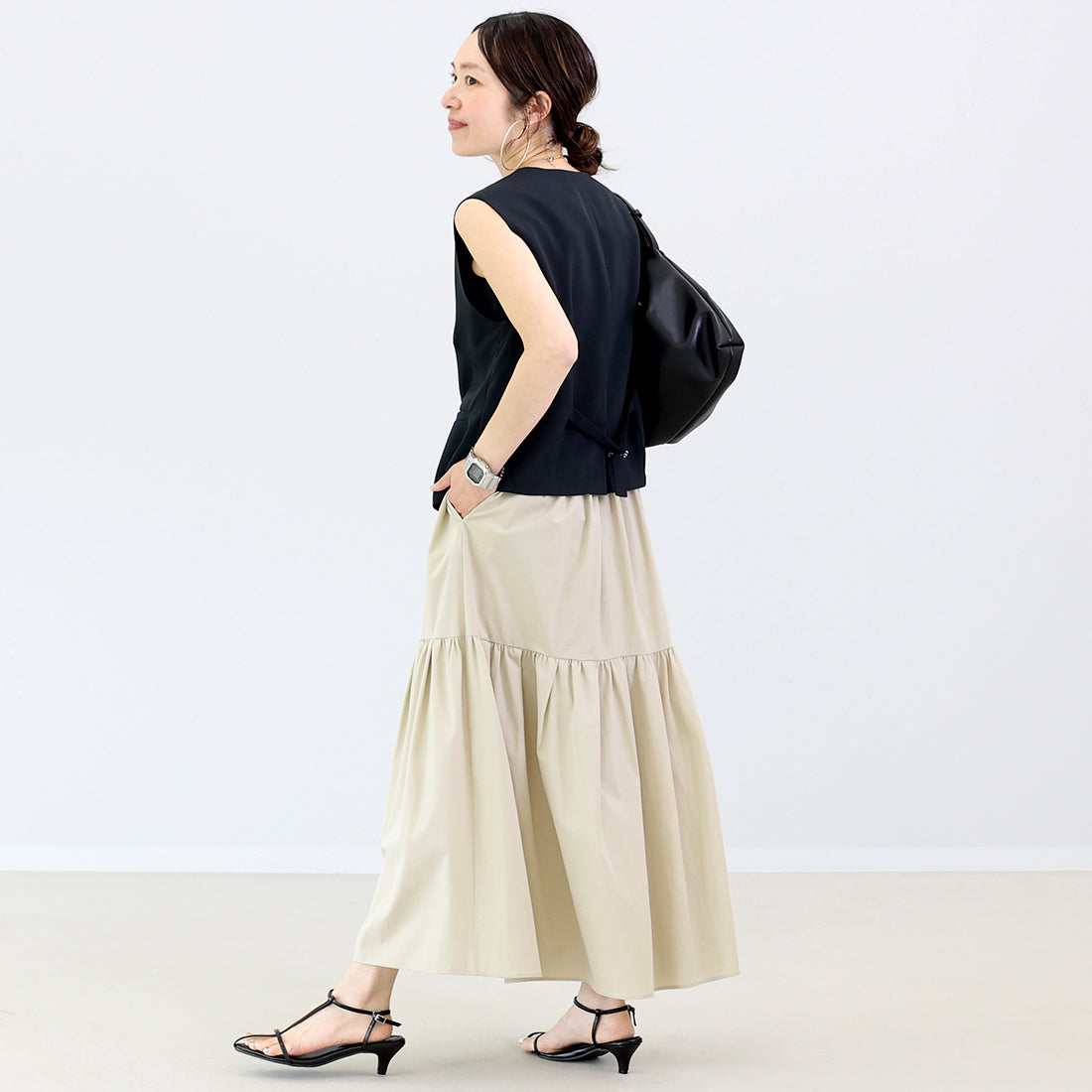 アレッタ ヴィータ Aletta vita 【撥水・UV加工】ティアードロングスカート (グレージュ) グレージュ