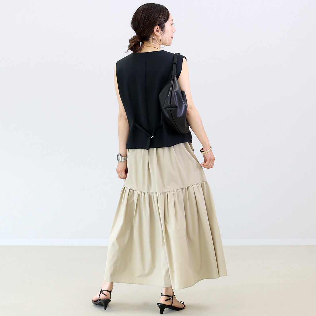 アレッタ ヴィータ Aletta vita 【撥水・UV加工】ティアードロングスカート (グレージュ) グレージュ