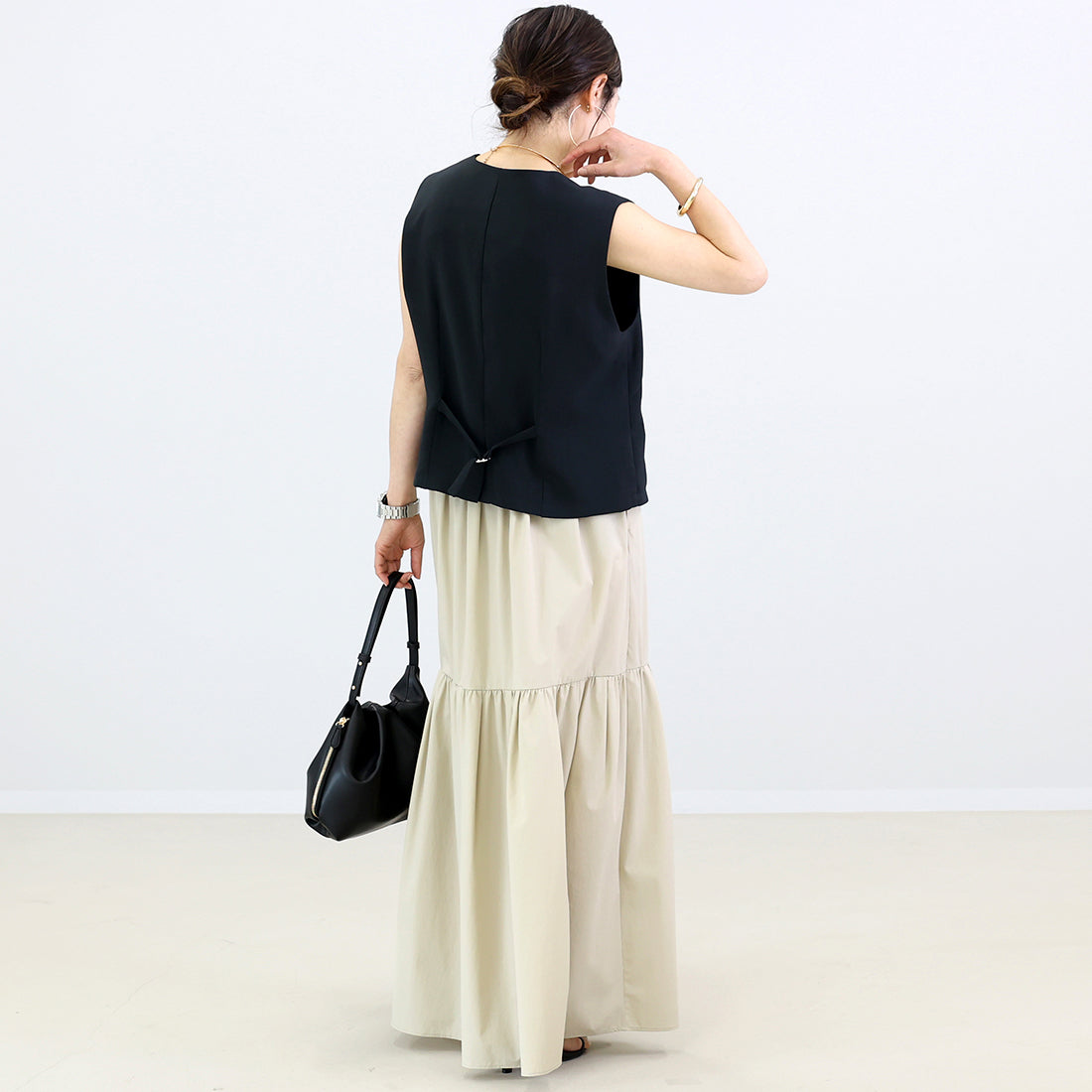 アレッタ ヴィータ Aletta vita 【撥水・UV加工】ティアードロングスカート (グレージュ) グレージュ