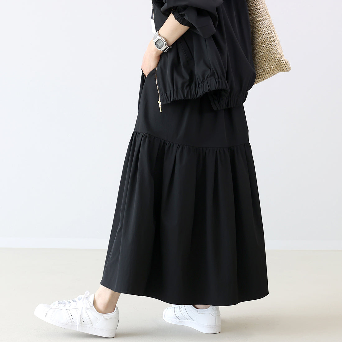 アレッタ ヴィータ Aletta vita 【撥水・UV加工】ティアードロングスカート (グレージュ) グレージュ