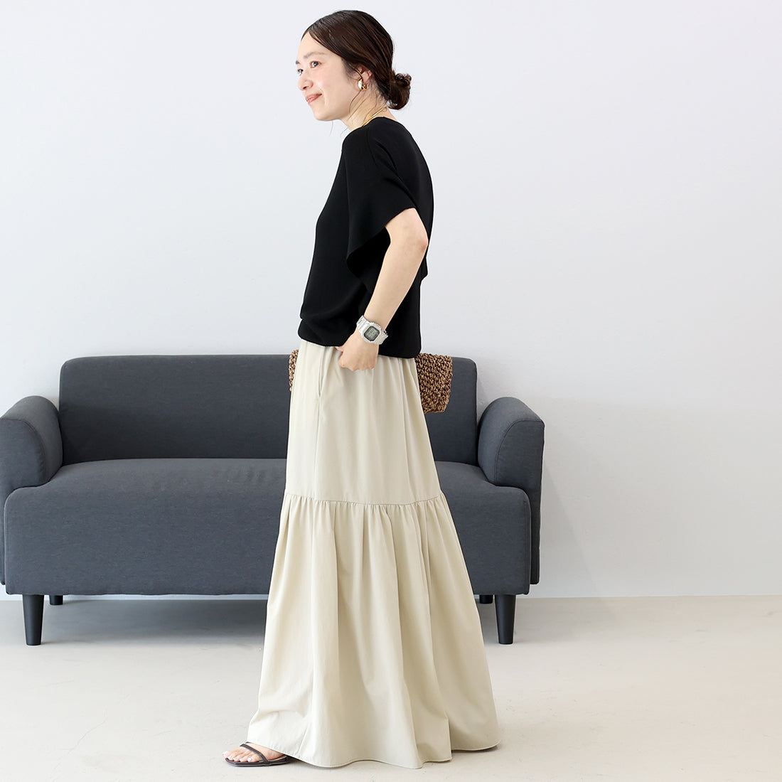 アレッタ ヴィータ Aletta vita フリルスリーブニットプルオーバー (グレージュ) グレージュ