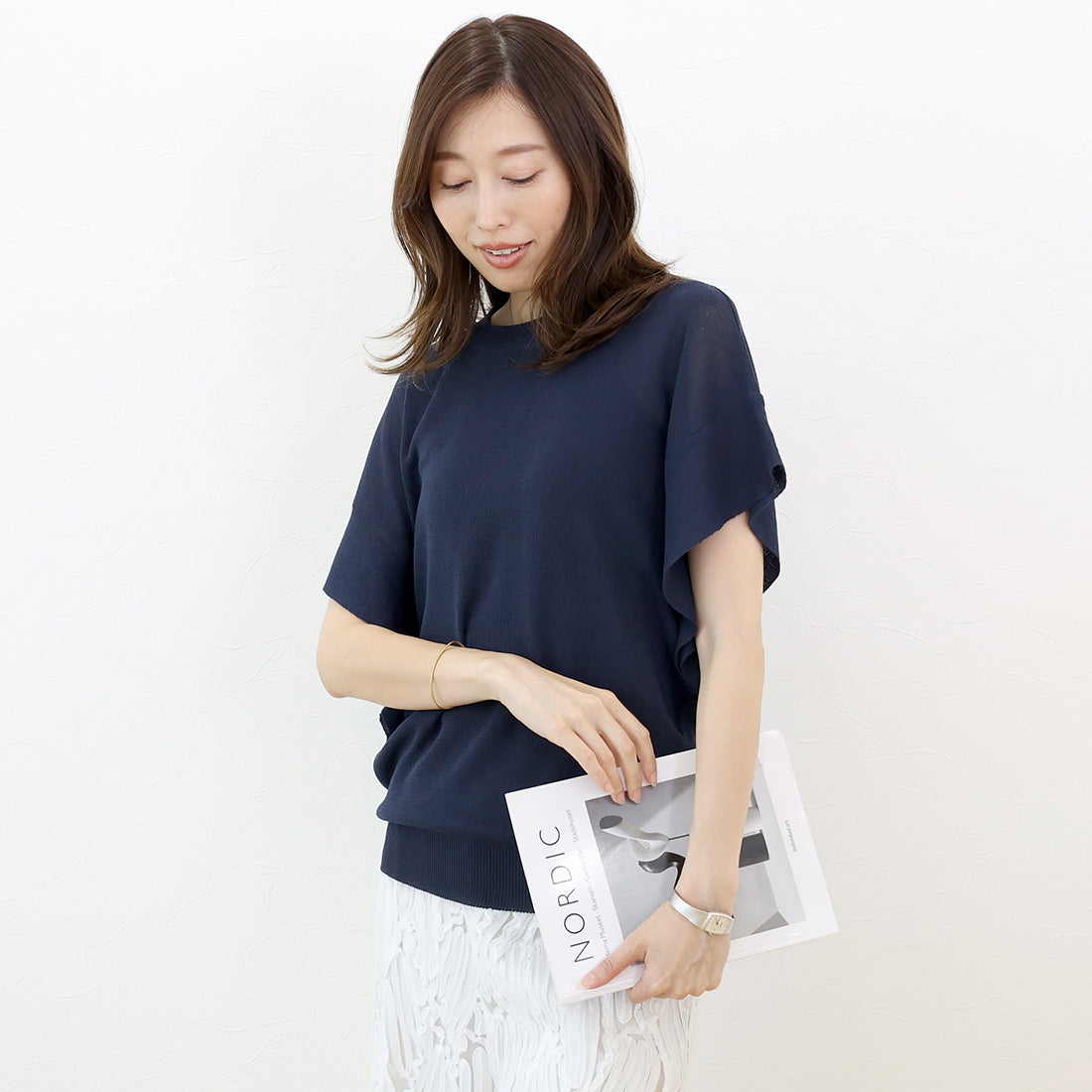 アレッタ ヴィータ Aletta vita フリルスリーブニットプルオーバー (グレージュ) グレージュ