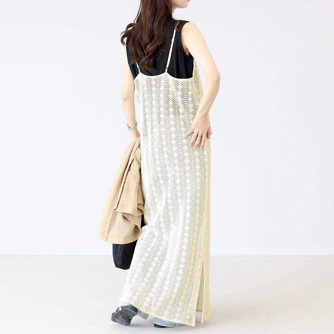 アレッタ ヴィータ Aletta vita T/Cカットレースキャミワンピース (ブラック) ブラック