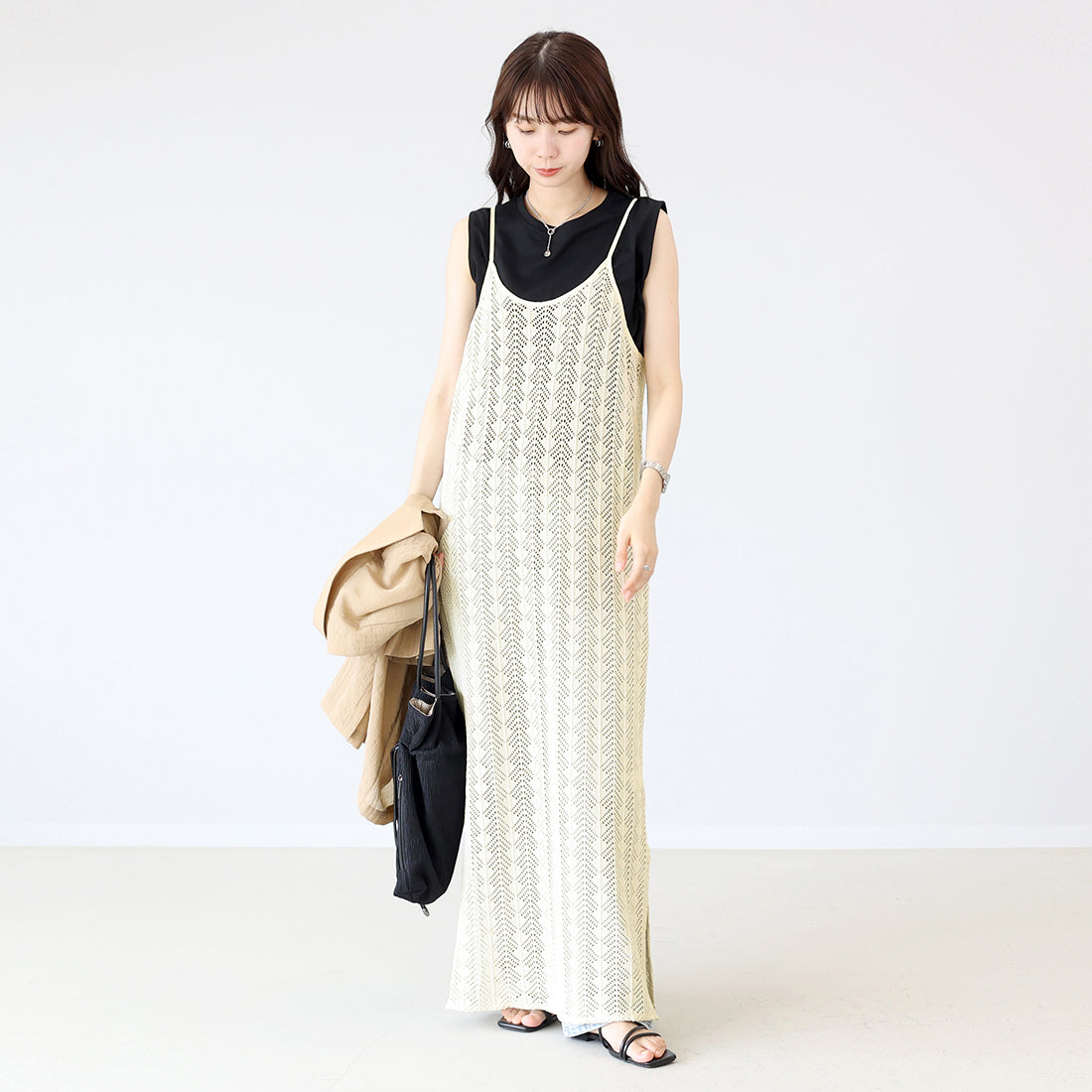 アレッタ ヴィータ Aletta vita T/Cカットレースキャミワンピース (アイボリー) アイボリー