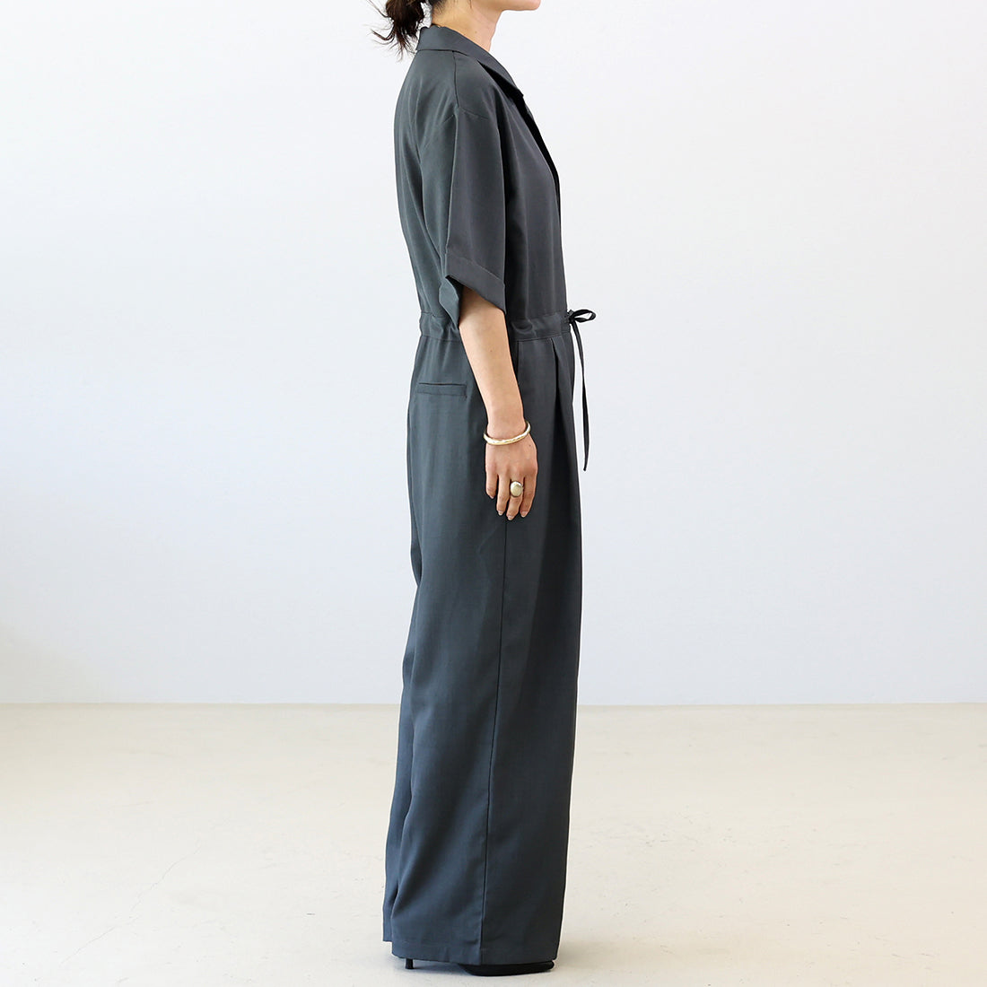 アレッタ ヴィータ Aletta vita エステルツイル開襟オールインワンサロペット (オフベージュ) オフベージュ